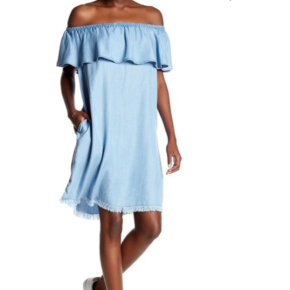 beach lunch lounge chambray dress